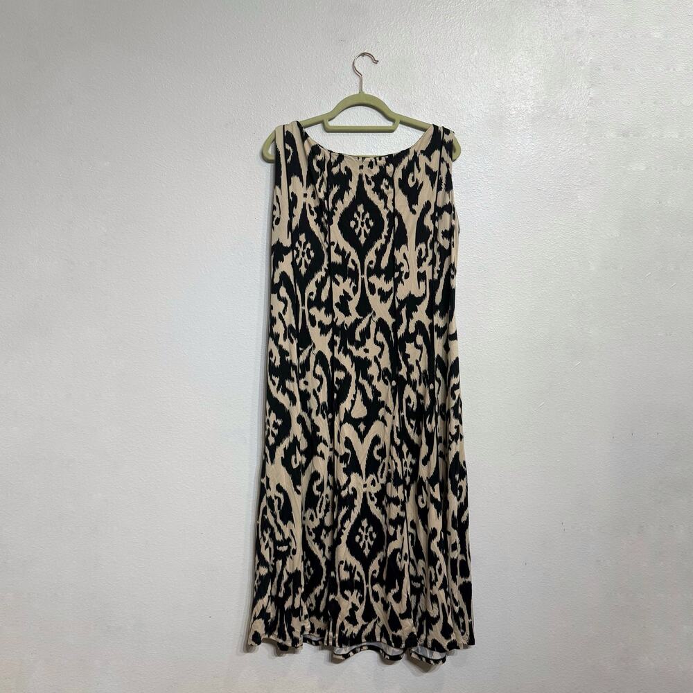 North Style Cream Black Ikat Print Sleeveless Midi Dress Sz 18 - Picture 8 of 11